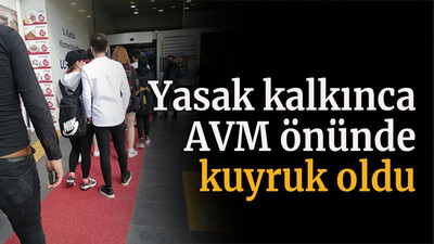 Yasak kalkınca AVM önünde kuyruk oldu